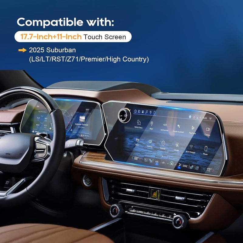 LFOTPP For 2025 Chevy Suburban Screen Protector - (4pcs) 2025 Suburban (LS/LT/RST/Z71/Premier/High Country) 17.7 inch+11 inch Touchscreen [NCT Shield] Anti Scratch Ultra-tough Touch Screen - Image 2